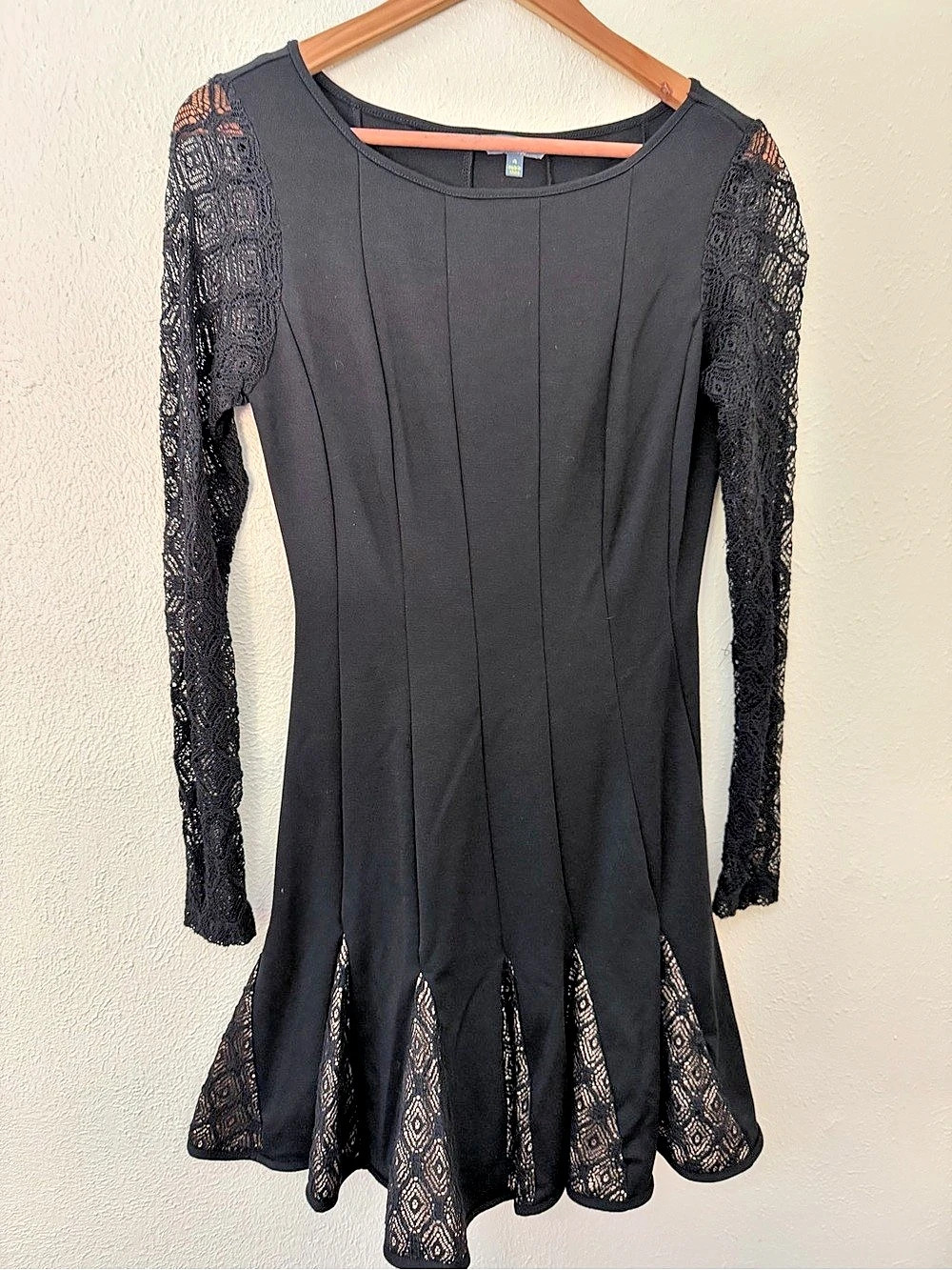 Black Lace Sleeve Mini Dress Like New
